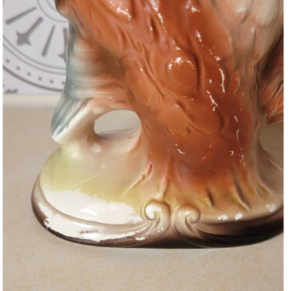 Vintage Porcelain Owl Figure on Branch with Pine Bough - Picture 5 of 8